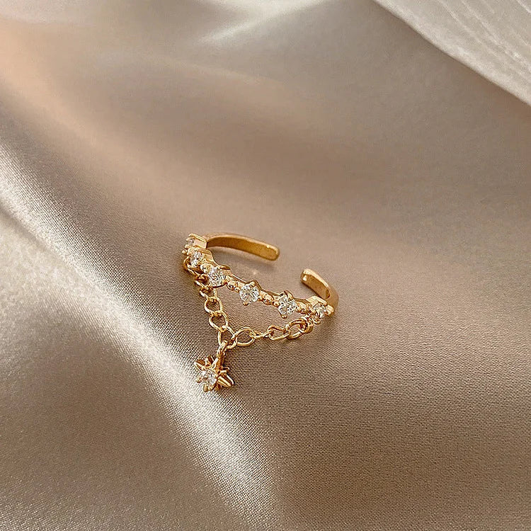 Goldener Ring | Kette Hexagram Stilvoll Einzigartig Langlebig Vielseitig-Luzern Mode