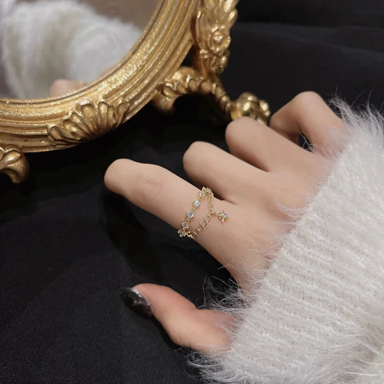 Goldener Ring | Kette Hexagram Stilvoll Einzigartig Langlebig Vielseitig-Luzern Mode