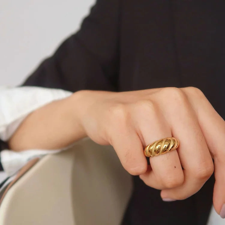 Goldener Ring | Modern Vintage Stilvoll Seilartig Einzigartig Langlebig-Luzern Mode