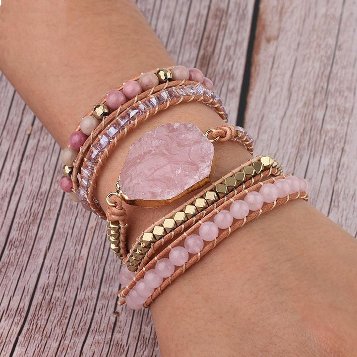 Rosenquarz Armband | Gold | Verstellbar | Handgefertigt | Langlebig | Liebe-Luzern Mode