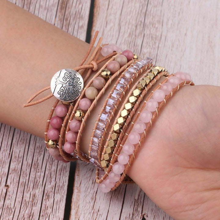 Rosenquarz Armband | Gold | Verstellbar | Handgefertigt | Langlebig | Liebe-Luzern Mode