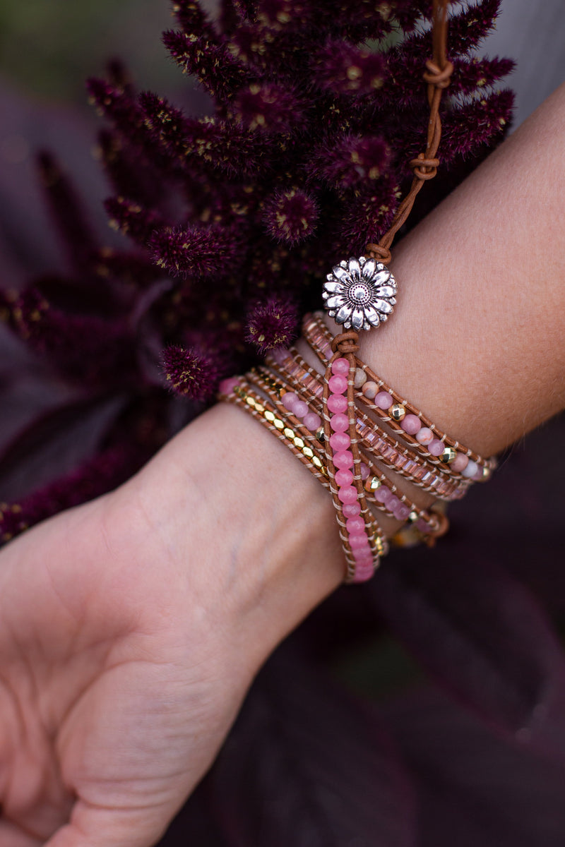 Rosenquarz Armband | Gold | Verstellbar | Handgefertigt | Langlebig | Liebe-Luzern Mode