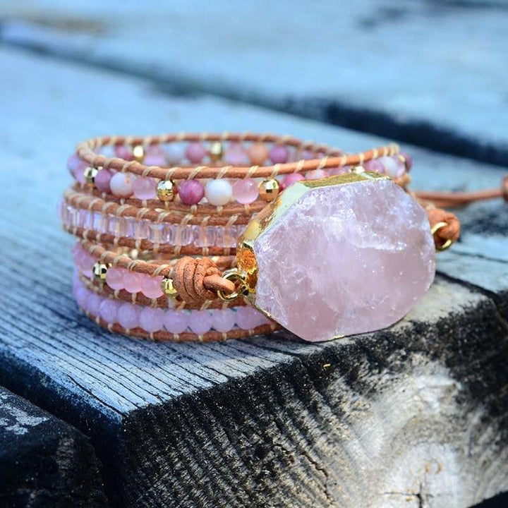 Rosenquarz Armband | Gold | Verstellbar | Handgefertigt | Langlebig | Liebe-Luzern Mode