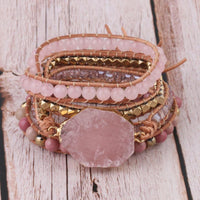 Rosenquarz Armband | Gold | Verstellbar | Handgefertigt | Langlebig | Liebe-Luzern Mode