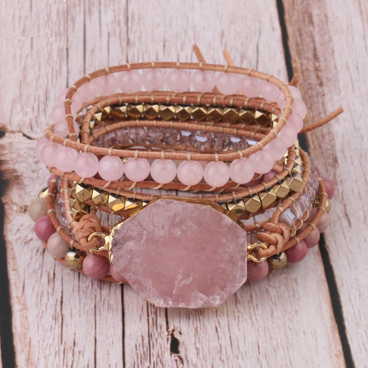 Rosenquarz Armband | Gold | Verstellbar | Handgefertigt | Langlebig | Liebe-Luzern Mode