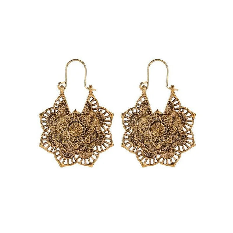 Lotus-Mandala-Ohrringe | Hypoallergen Silber Vergoldet Stilvoll Einzigartig-Vintage Gold-Luzern Mode