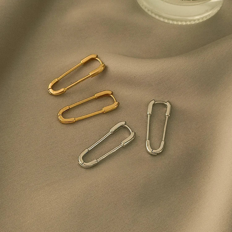 Ohrringe | Paperclip Einzigartig Silber Gold Stilvoll Modern Leicht Langlebig-Gold-Luzern Mode