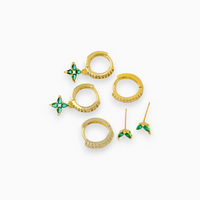 Ohrring-Set | Goldvergoldet | Silber | 3-teilig | Stilvoll | Einzigartig | Vielseitig-Luzern Mode