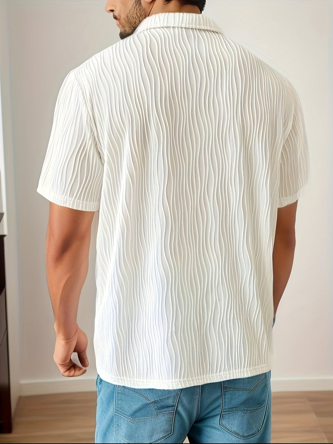 Herren Polohemd mit Strukturmuster für Freizeit und Büro-Luzern Mode