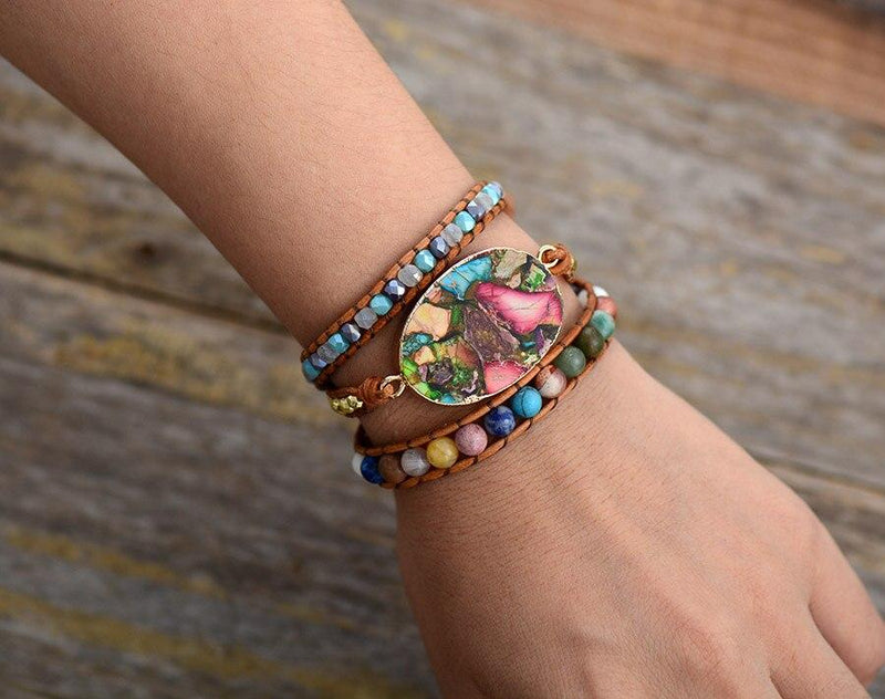 Boho Wickelarmband | Amazonit Stilvoll Einzigartig Handgefertigt-Luzern Mode