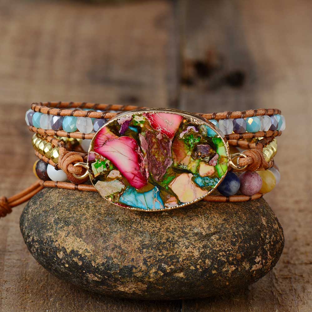 Boho Wickelarmband | Amazonit Stilvoll Einzigartig Handgefertigt-Luzern Mode