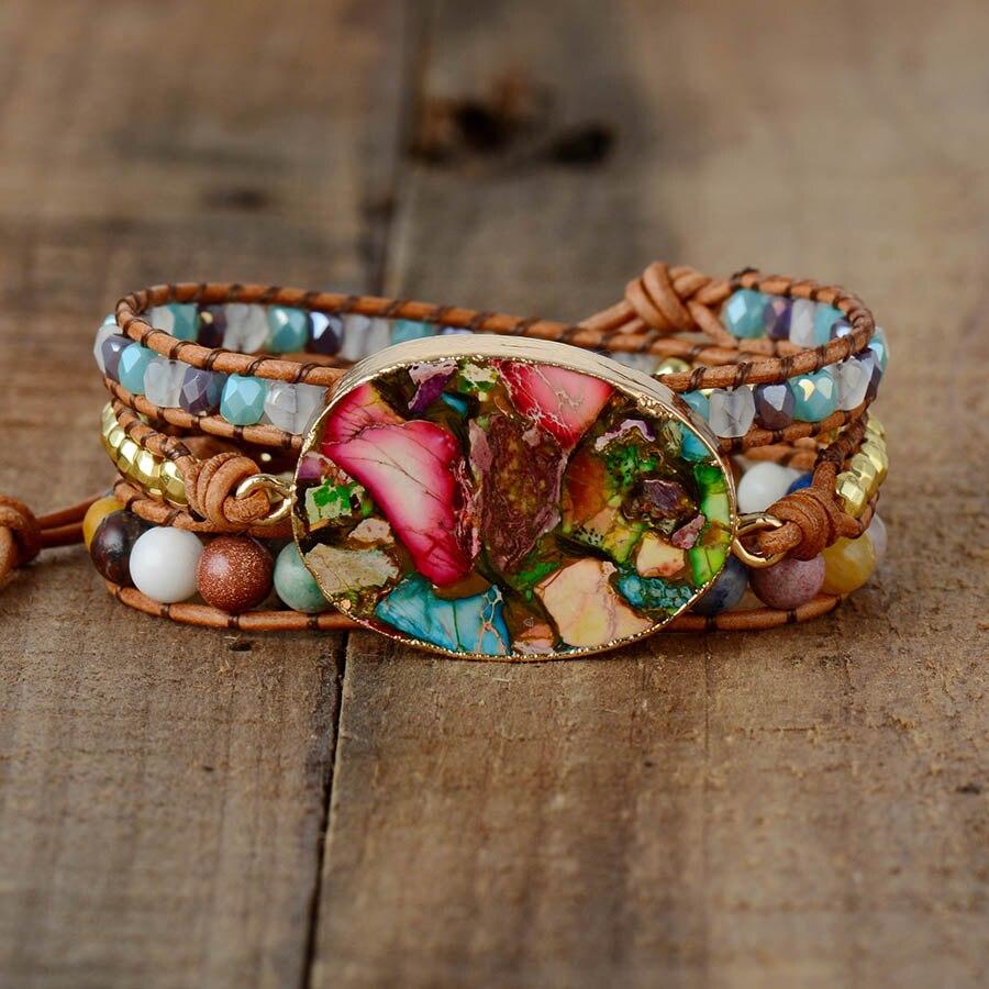 Boho Wickelarmband | Amazonit Stilvoll Einzigartig Handgefertigt-Luzern Mode