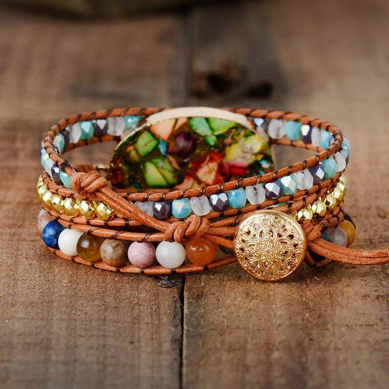 Boho Wickelarmband | Amazonit Stilvoll Einzigartig Handgefertigt-Luzern Mode