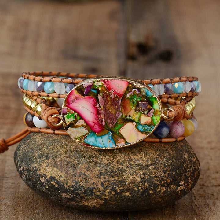 Boho Wickelarmband | Amazonit Stilvoll Einzigartig Handgefertigt-Luzern Mode
