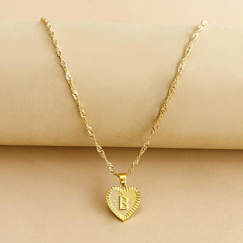 Halskette mit Herz Anhänger | Initiale | Liebe | Gold | Stilvoll | Langlebig | Geschenk-B-Luzern Mode