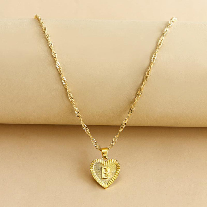 Halskette mit Herz Anhänger | Initiale | Liebe | Gold | Stilvoll | Langlebig | Geschenk-B-Luzern Mode