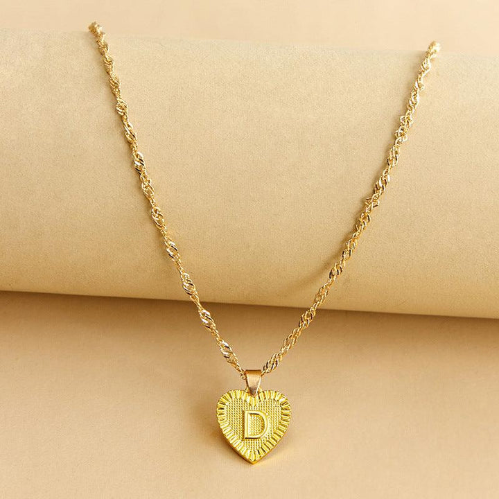 Halskette mit Herz Anhänger | Initiale | Liebe | Gold | Stilvoll | Langlebig | Geschenk-D-Luzern Mode