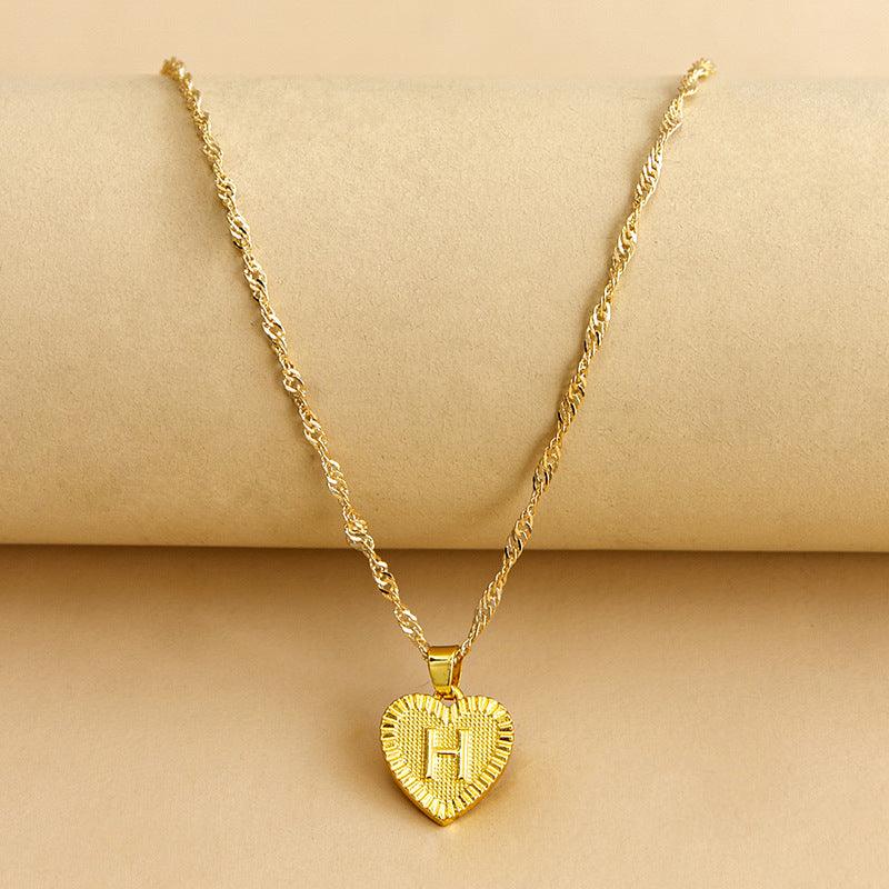 Halskette mit Herz Anhänger | Initiale | Liebe | Gold | Stilvoll | Langlebig | Geschenk-H-Luzern Mode