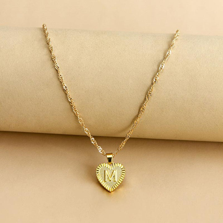 Halskette mit Herz Anhänger | Initiale | Liebe | Gold | Stilvoll | Langlebig | Geschenk-M-Luzern Mode