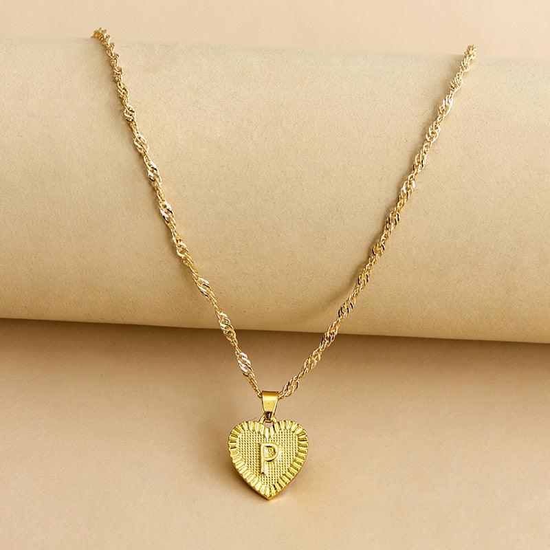 Halskette mit Herz Anhänger | Initiale | Liebe | Gold | Stilvoll | Langlebig | Geschenk-P-Luzern Mode