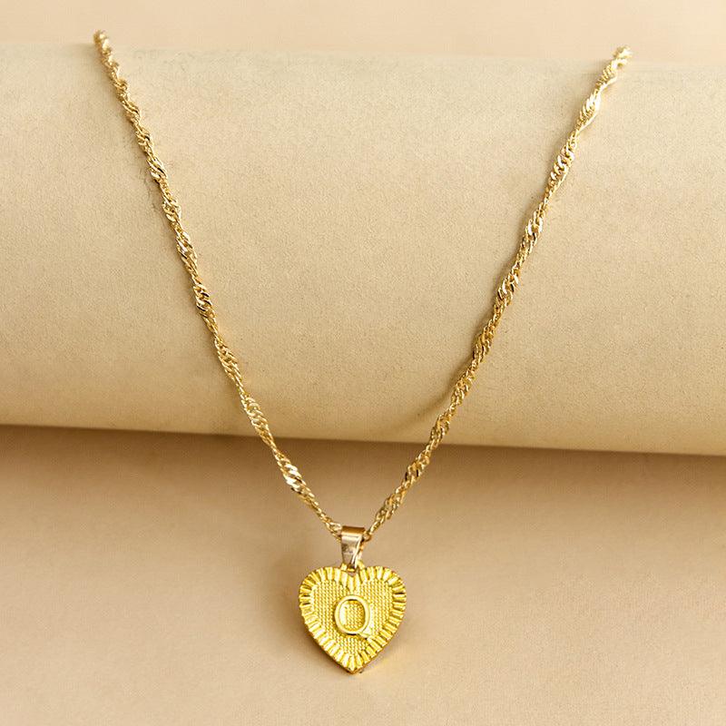 Halskette mit Herz Anhänger | Initiale | Liebe | Gold | Stilvoll | Langlebig | Geschenk-Q-Luzern Mode