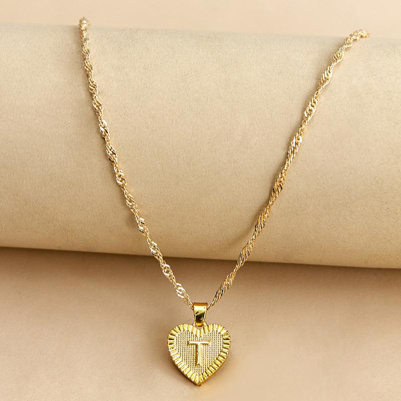 Halskette mit Herz Anhänger | Initiale | Liebe | Gold | Stilvoll | Langlebig | Geschenk-T-Luzern Mode