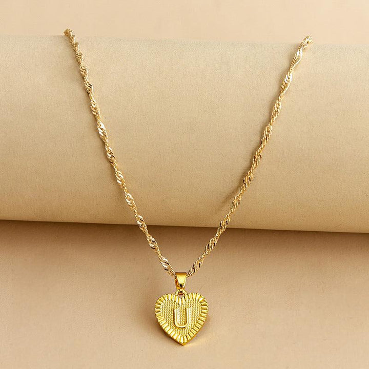 Halskette mit Herz Anhänger | Initiale | Liebe | Gold | Stilvoll | Langlebig | Geschenk-U-Luzern Mode