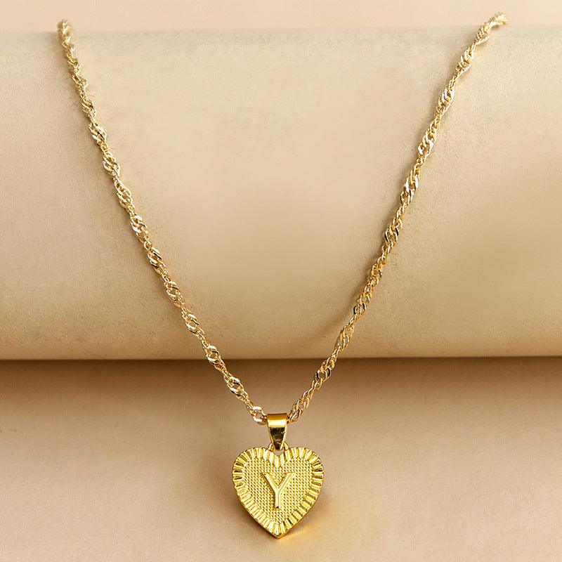 Halskette mit Herz Anhänger | Initiale | Liebe | Gold | Stilvoll | Langlebig | Geschenk-Y-Luzern Mode
