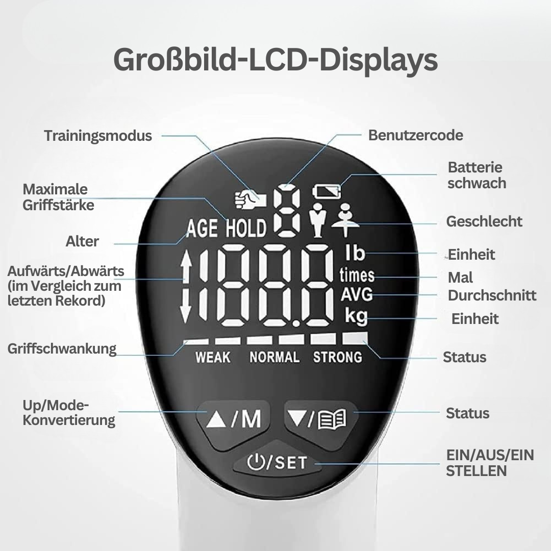 Grifftrainer | Digital 95 KG Widerstand Professionell USB-C Wiederaufladbar-Luzern Mode