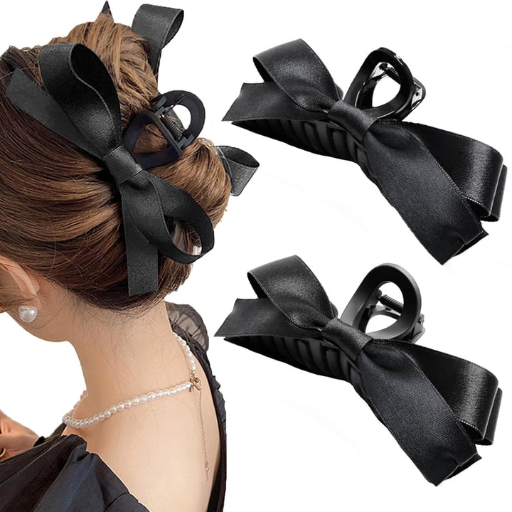 Haarspangen Set mit Schleifen für Damen - 4 Stück-2 Stück Schwarz-Luzern Mode