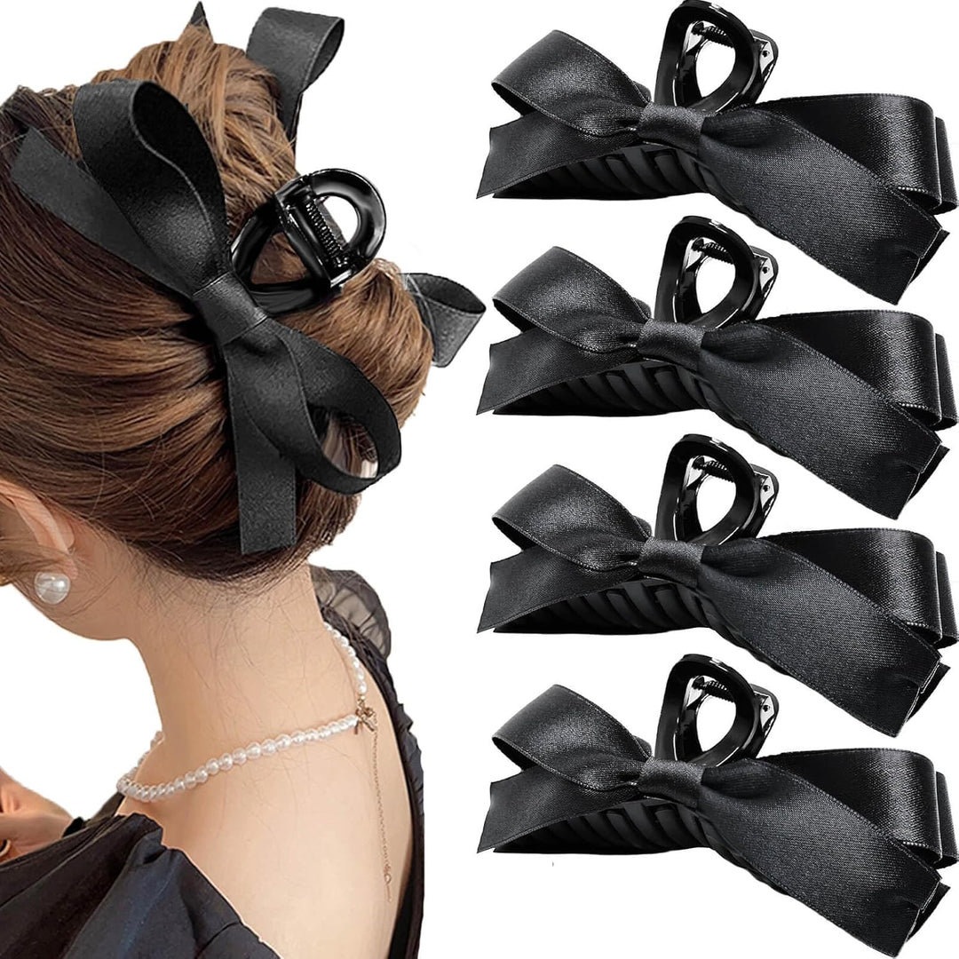 Haarspangen Set mit Schleifen für Damen - 4 Stück-4 Stück Schwarz-Luzern Mode