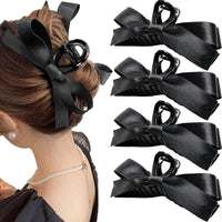 Haarspangen Set mit Schleifen für Damen - 4 Stück-4 Stück Schwarz-Luzern Mode