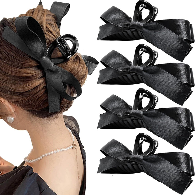 Haarspangen Set mit Schleifen für Damen - 4 Stück-4 Stück Schwarz-Luzern Mode
