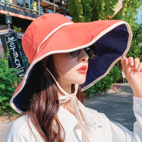Sonnenhut Damen Sommer | UV-Schutz | Faltbar | Leicht | Breite Krempe Baumwolle-Orange-Luzern Mode