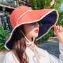 Sonnenhut Damen Sommer | UV-Schutz | Faltbar | Leicht | Breite Krempe Baumwolle-Orange-Luzern Mode