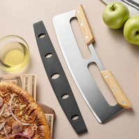 Pizzaschneider | Groß | Holzgriff | 35 cm | Spülmaschinenfest | Edelstahl-Doppelte Handgriffe-Luzern Mode