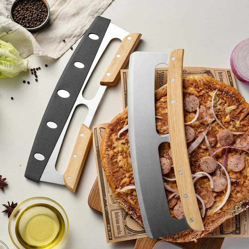 Pizzaschneider | Groß | Holzgriff | 35 cm | Spülmaschinenfest | Edelstahl-Luzern Mode