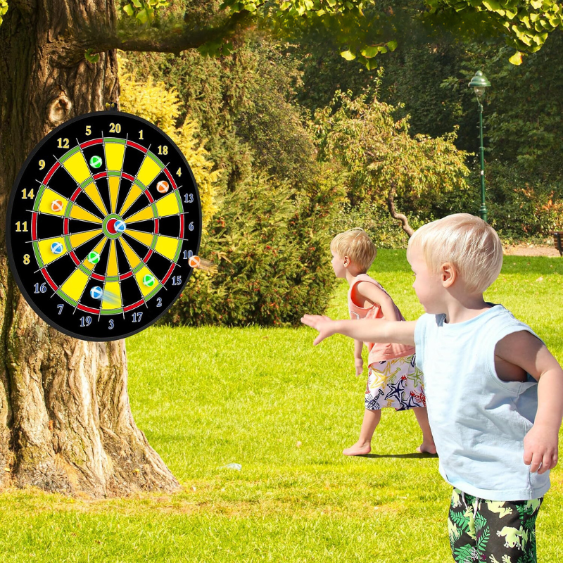 Kinder-Dartboard | Klettverschluss | Doppelseitig | Groß | Langlebig | Interaktiv-Luzern Mode