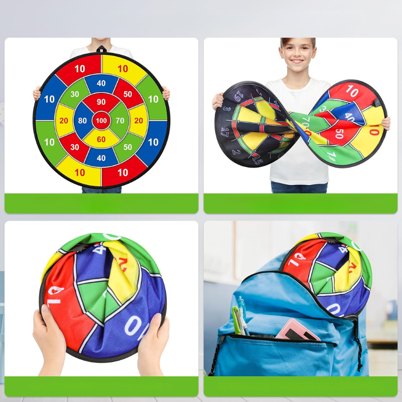 Kinder-Dartboard | Klettverschluss | Doppelseitig | Groß | Langlebig | Interaktiv-Luzern Mode