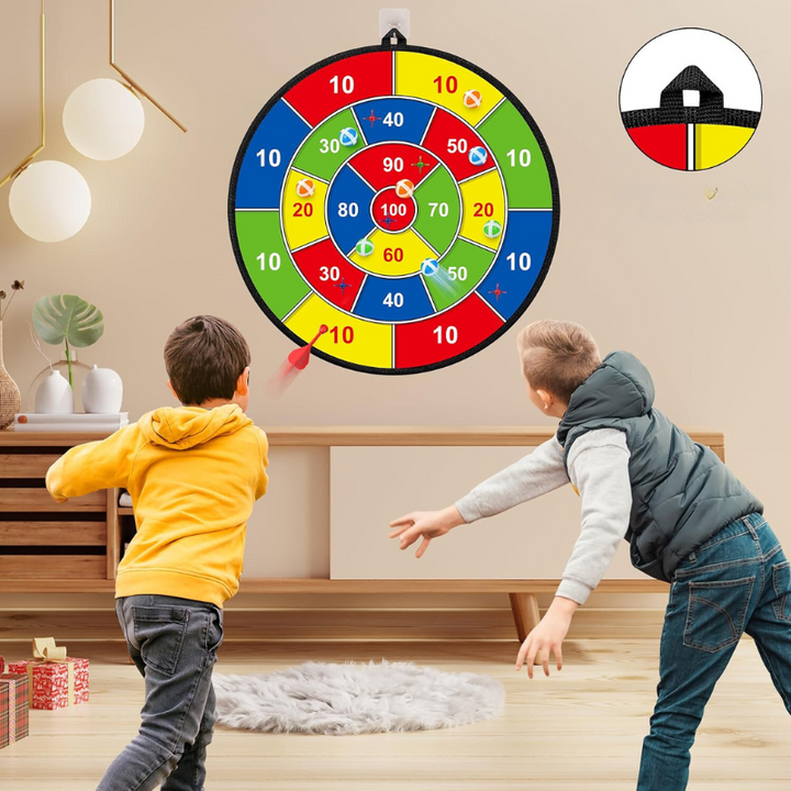 Kinder-Dartboard | Klettverschluss | Doppelseitig | Groß | Langlebig | Interaktiv-Luzern Mode