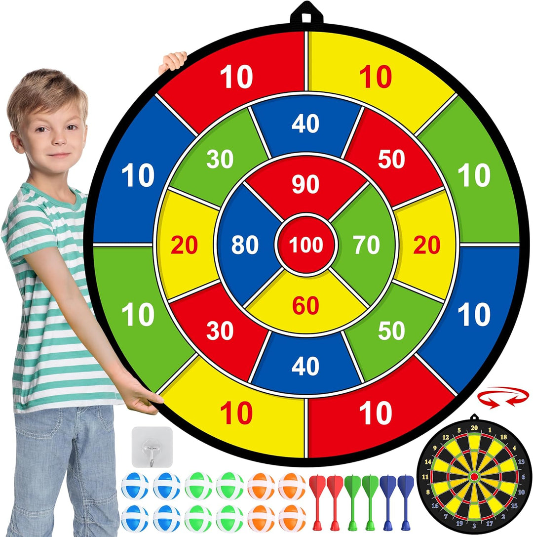 Kinder-Dartboard | Klettverschluss | Doppelseitig | Groß | Langlebig | Interaktiv-Luzern Mode
