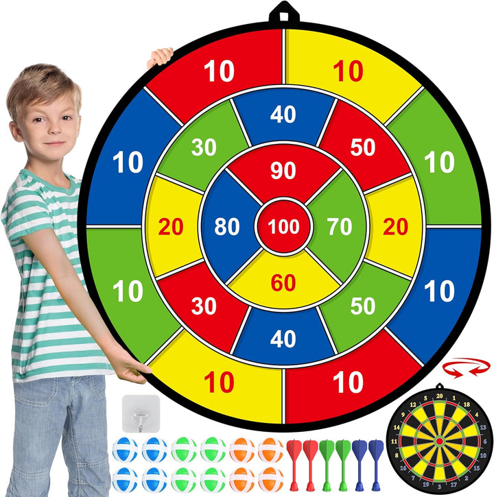 Kinder-Dartboard | Klettverschluss | Doppelseitig | Groß | Langlebig | Interaktiv-Luzern Mode