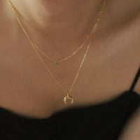 Goldene Kette | Damen Mond Grüner Diamant Stilvoll Einzigartig Langlebig-Luzern Mode