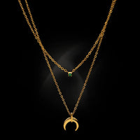 Goldene Kette | Damen Mond Grüner Diamant Stilvoll Einzigartig Langlebig-Luzern Mode