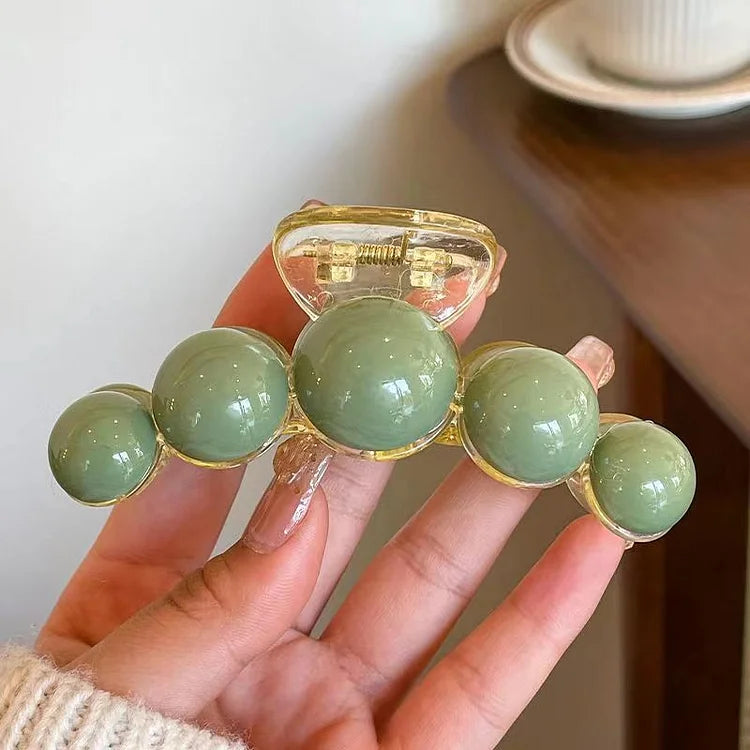 Haarspange Damen - Elegante Haarklammer mit Perlen Design-Groß (5 Perlen)-Luzern Mode