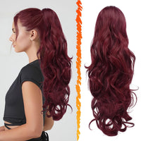 Haarverlängerung | Paardenstaart | 55 CM | Synthetisch | Volume | Instant-Gewellt-Rood-Luzern Mode