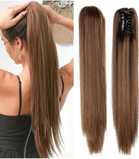 Haarverlängerung | Paardenstaart | 55 CM | Synthetisch | Volume | Instant-Glatt-Bruin-Luzern Mode