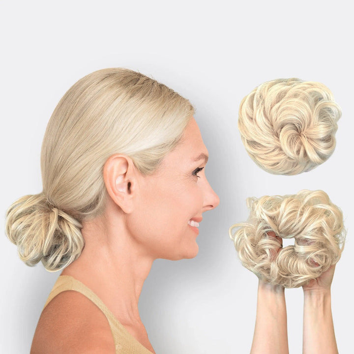 Haarverlängerung Scrunchie | Schnell | Einfach | Synthetisch | Weich-Blond-Luzern Mode