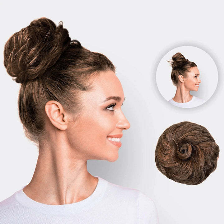 Haarverlängerung Scrunchie | Schnell | Einfach | Synthetisch | Weich-Bruin-Luzern Mode