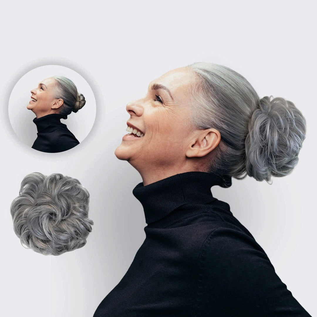 Haarverlängerung Scrunchie | Schnell | Einfach | Synthetisch | Weich-Dunkelgrau-Luzern Mode